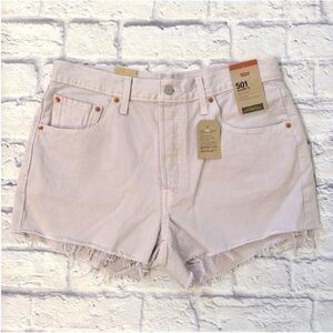 Levi’s 501 High Waisted Purple Denim Jean Shorts Button Fly Raw Hems Size 31 NWT